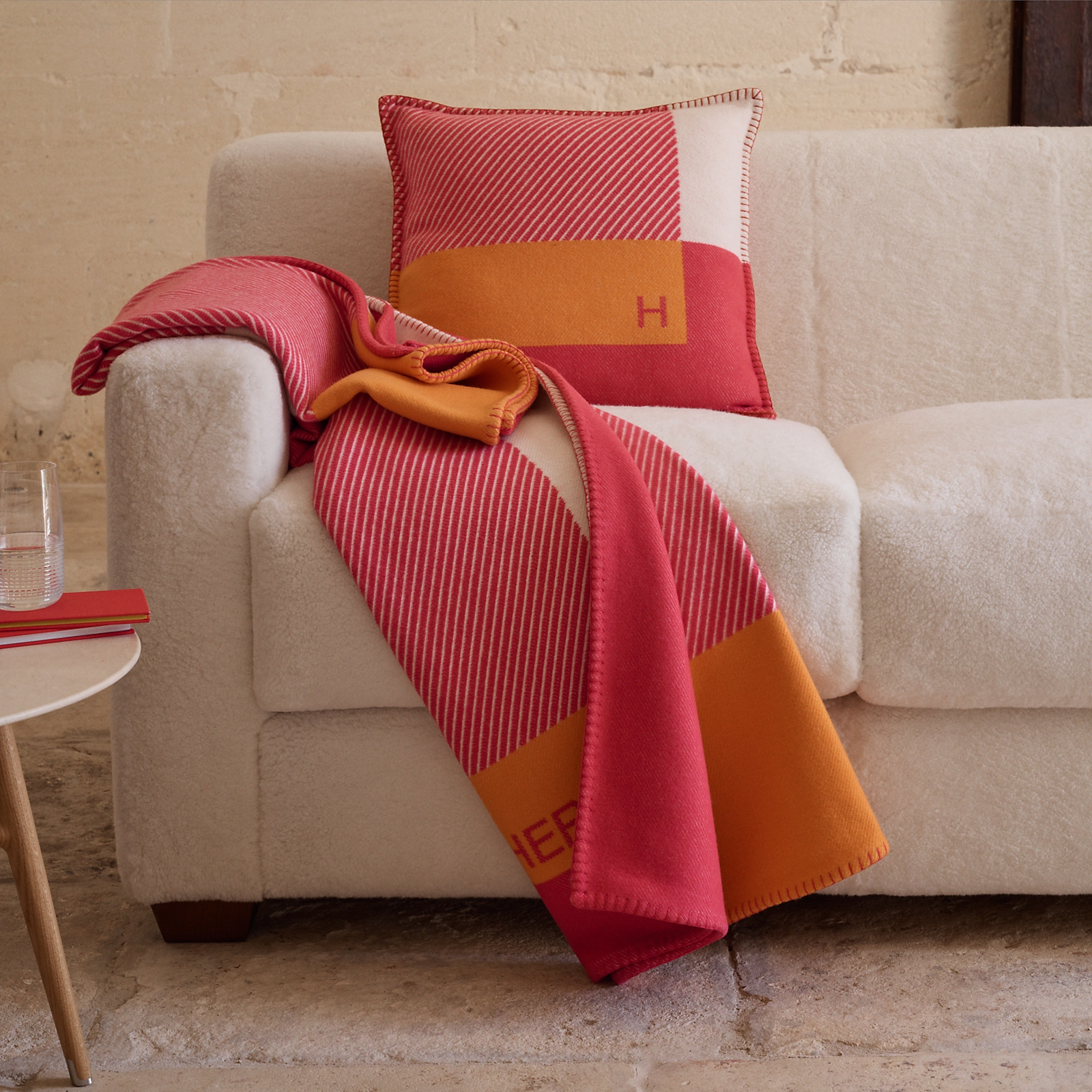 HERMES エルメス　ブランケット　プレード アヴァロン オレンジ エルメスブランケット アヴァロン オレンジ レディース ブランド小物